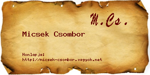 Micsek Csombor névjegykártya